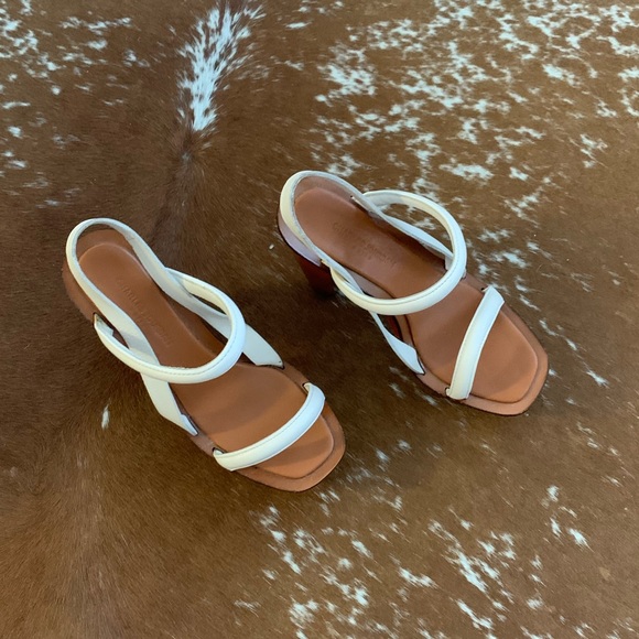 CHARLES JOURDAN Glossy Wood Platforms, Cream - Picture 5 of 13